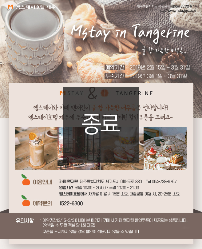 [종료]Mstay in Tangerine - 귤 향 가득한 머무름